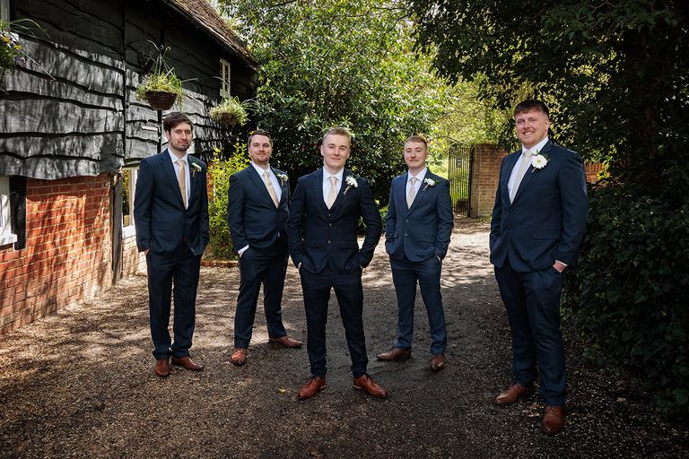 groomsmen group photo at Barton's Mill
