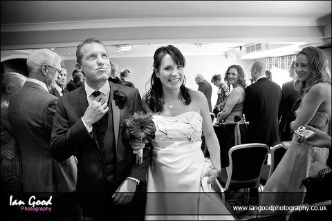bride and groom after wedding ceremony at Basingstoke Country Hotel