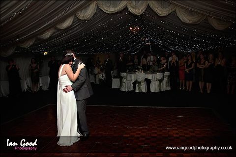 First dance in the marqee at Audleys Wood wedding
