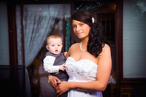 portrait of kent bride and son