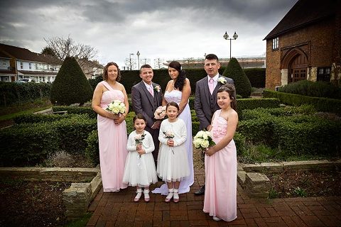 bridal party at manor gatehouse wedding