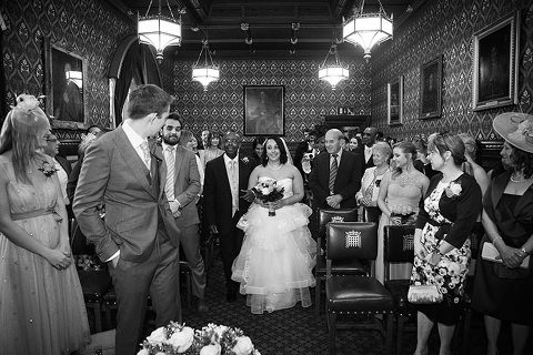 westminster wedding photography - bride walks up the aisle