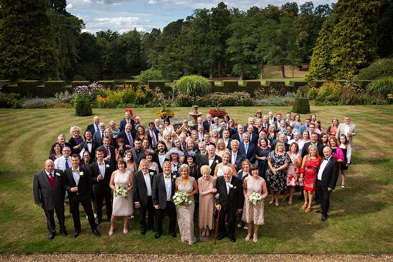 group photo at Tylney Hall wedding