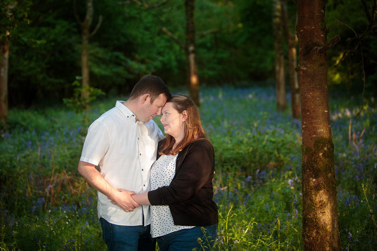 bluebell wood engaged couple by Basingstoke wedding photographer