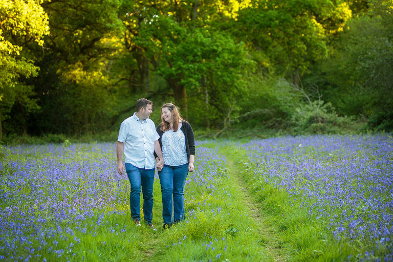 engagement photoshoot in bluebell woods Basingstoke