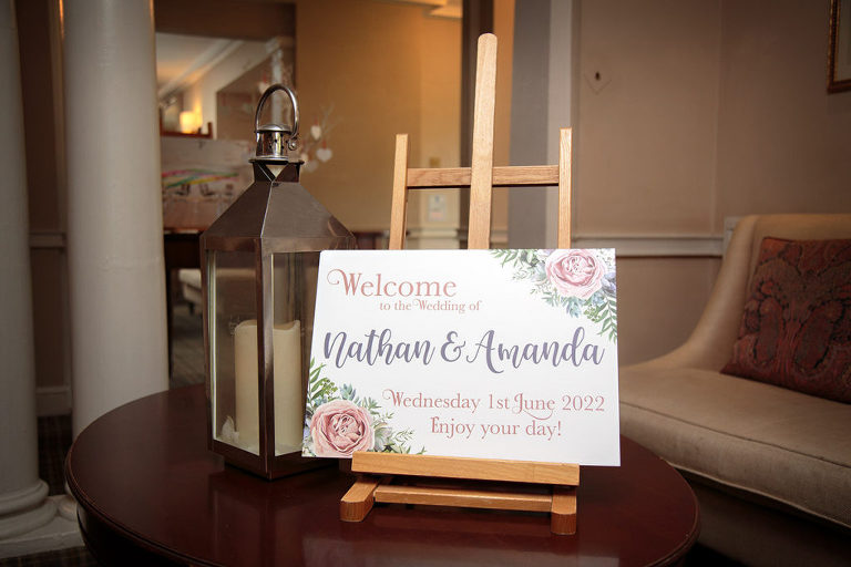 Wedding photography at Highfield Park  - Welcome sign
