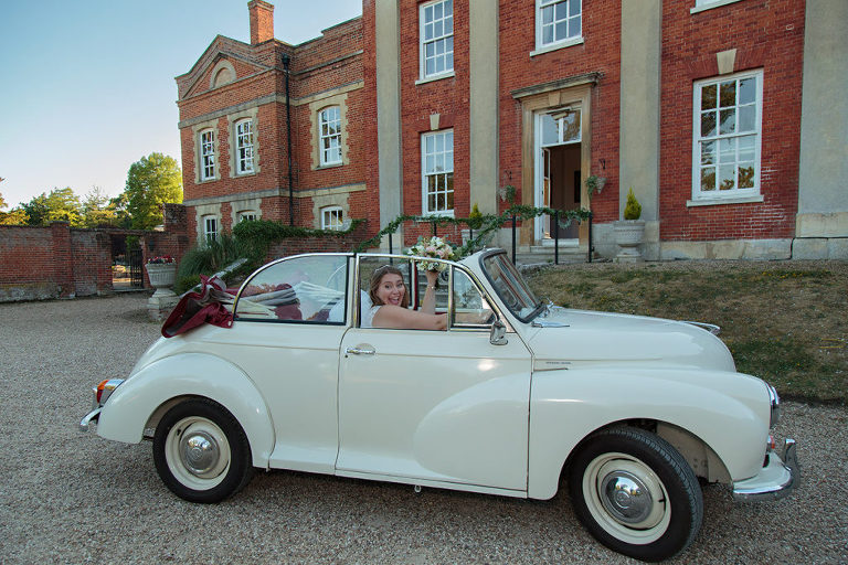 wedding photography at Warbrook House Hotel  - bride in vintage car
