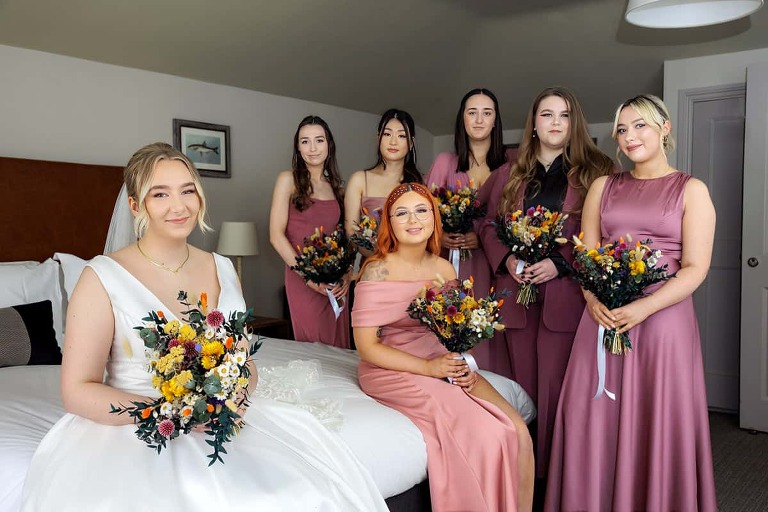 wellington arms wedding photography of bride and bridesmaids