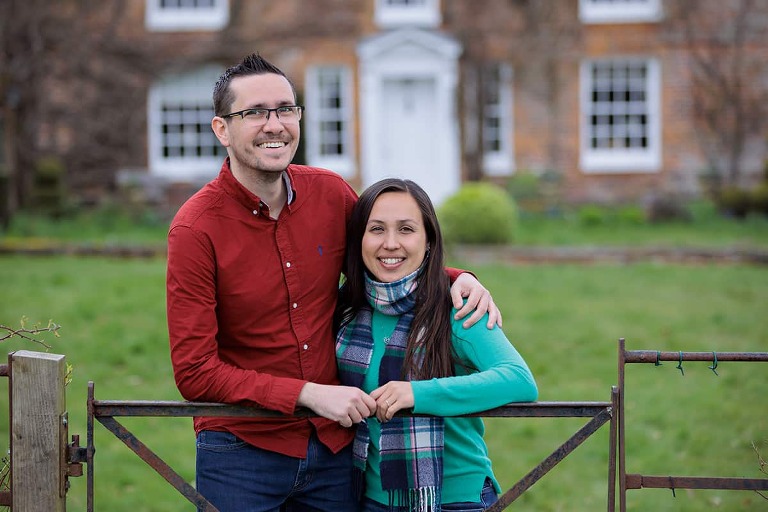 pre-wedding photo of couple at dummer down farm house