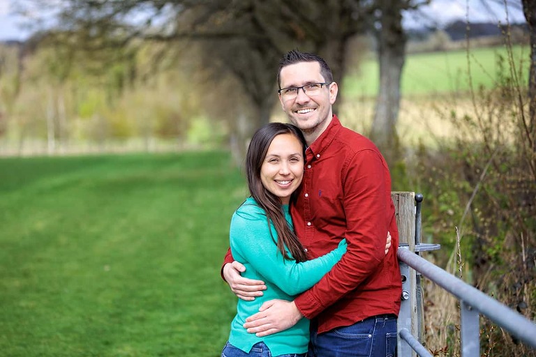 engagement photo of couple at dummer down farm