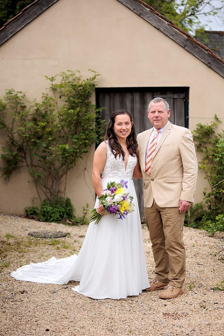 dummer down farm wedding photography of bride and father