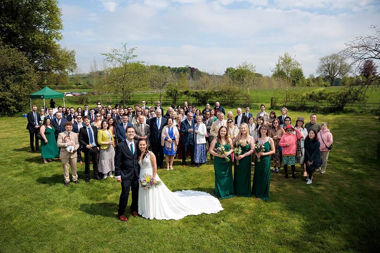 group photo at dummer down farm wedding