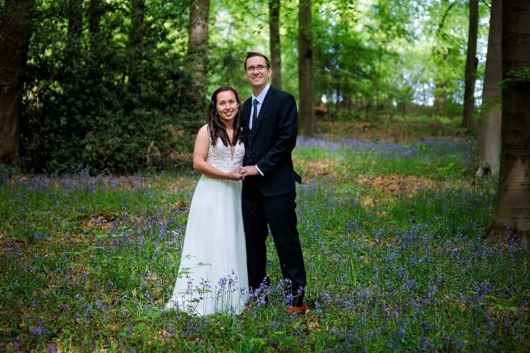 wedding photography with bluebells at micheldever wood