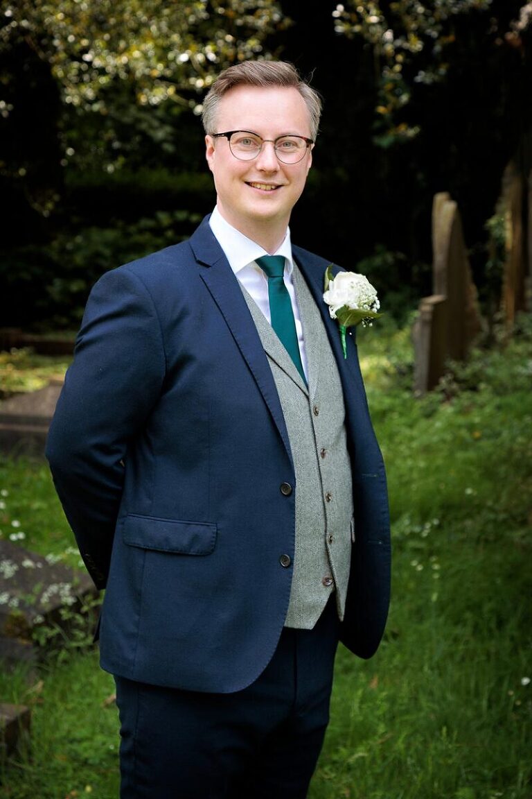 Hampshire wedding photographer groom portrait