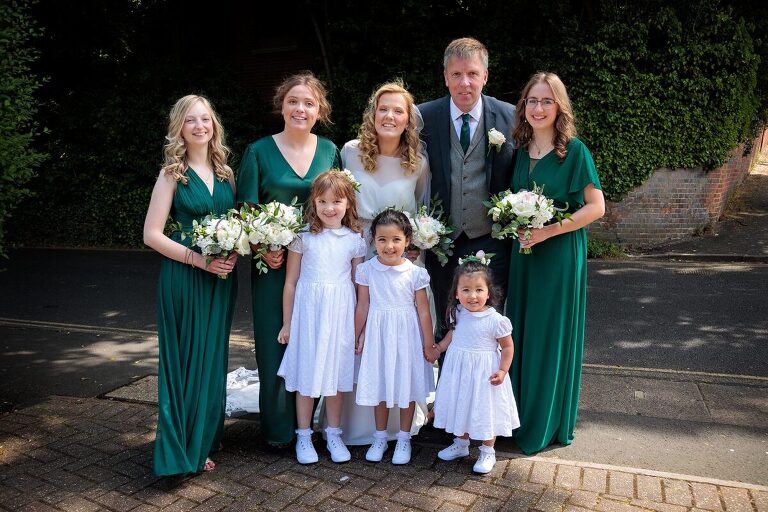 bridal party by Hampshire wedding photographer