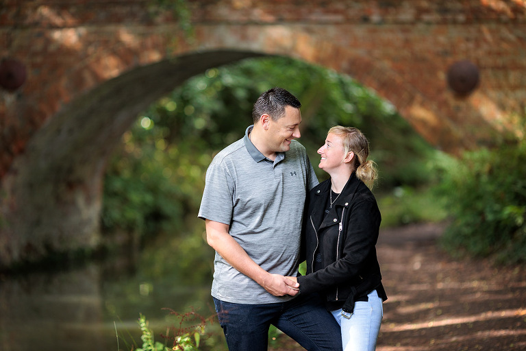 engaged couple by Basingstoke Canal
