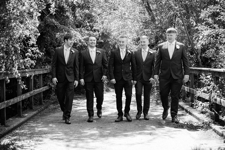 reservoir dogs shot of groomsmen at Barton's Mill