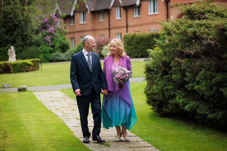 wedding couple at Audleys Wood hotel